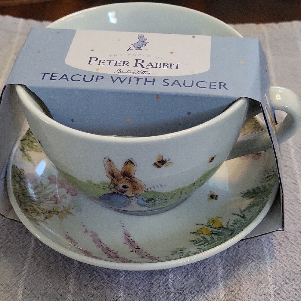 Blue Teacup with Saucer